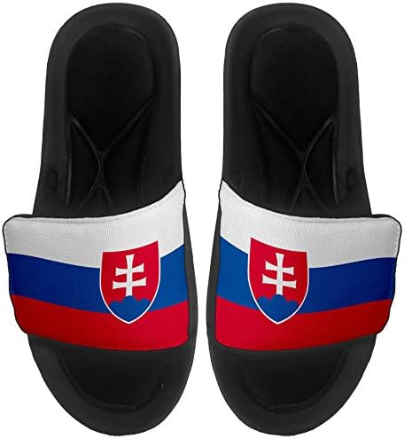 ExpressItbest Pushioned Slide -On сандали/слајдови за мажи, жени и млади - Знаме на Словачка - Словачка знаме