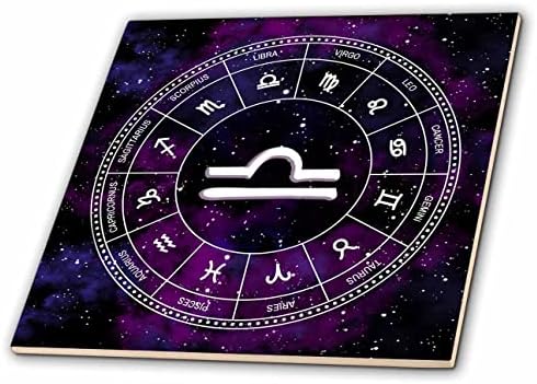 3дроза вага хороскопски знак стилски астрологија подарок. Бели ѕвезди, виолетова простор-Плочки