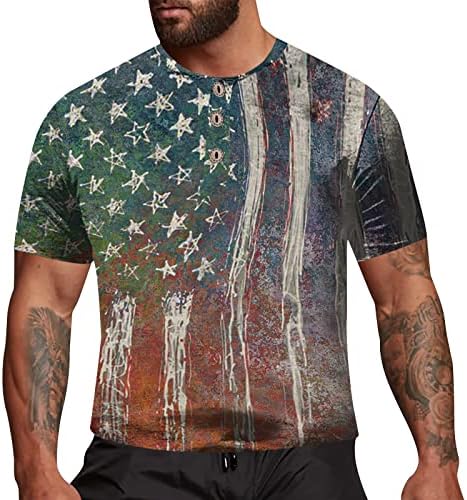 Bmisegm летни маички фустани кошули машко американско знаме Патриотски кратки ракави Денот на независност на Менс желка вратот долг
