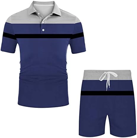 Bmisegm Машка костум машка маица со кратки ракави за кратки ракави и шорцеви поставени летни 2 парчиња облека