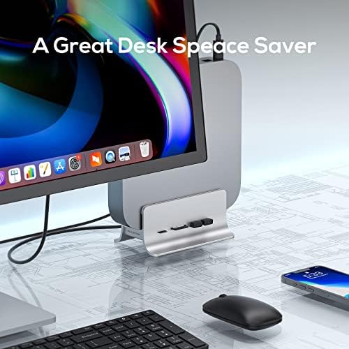 PULWTOP USB C Центар За Mac Mini, 5 Во 1usb Центар Адаптер Поддршка M. 2 NVMe SSD Прошири, Докинг Станица со 2 USB C 10Gbps, Sd/TF