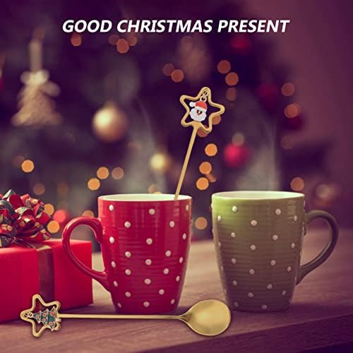Луксузни Божиќни Подароци Нерѓосувачки Челик Божиќна Лажица Сет Санта Божиќна Елка Ѕвезда Злато Кафе Сладолед Супа Шеќер Десерт