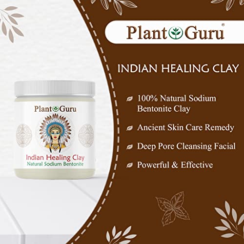 Растителни Гуру Индиски Исцелување Глина 1 фунти. - Природен Натриум Бентонит Глина Во Прав-Длабоко Чистење На Порите Маска за Лице и Тело