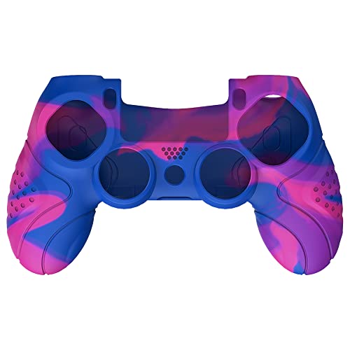 PlayVital Guardian Edition Pink & Purple & Blue Ergonomic Soft Anti-Slip Controller Silicone Case Cast за PS4, гума заштитник на кожата со