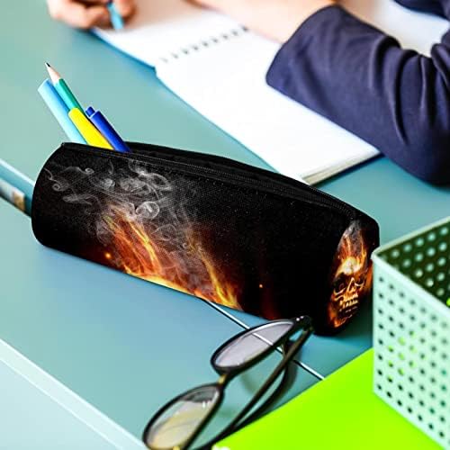 Огнен пламен череп молив случај Студентска канцелариска торбичка торбичка патент пенкало торба козметика торба за ученици од училиштата