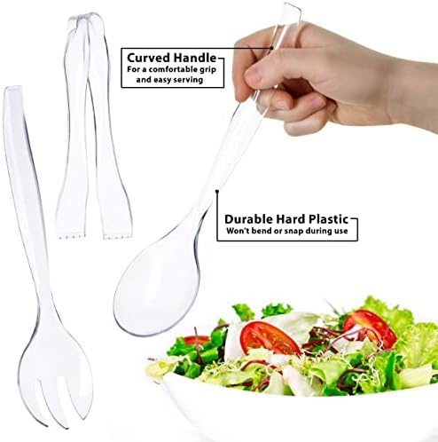 Пластични прибор за сервирање на Вези, чисти прибор за еднократна употреба за еднократна употреба | Поставете 10 лажици 10 вилушки 6 масти |