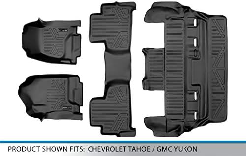 SmartLiner Custom Fit Fort Days 3 Row Liner Set црна компатибилна со 2015-2020 Chevrolet Tahoe/GMC Yukon