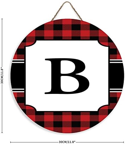Божиќно монограм почетен б со соба за декор знаци потресено дрво палета палета wallидна плакета знак мотивационо црвено -црно биволско карирано