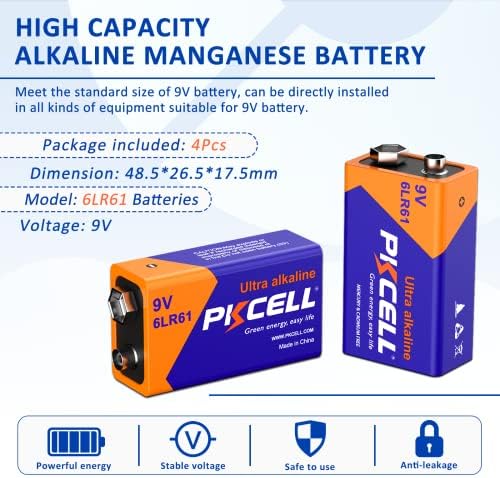 6lr61 9V Алкална Батерија.Батерија што Не Се Полни За Аларми За Чад, Пикапи За Гитара 24 Пакет