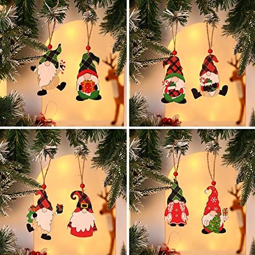 Божиќни Орнаменти за бојадисување, 20 парчиња Недовршен Приврзок За Гном Од Дрво Со Јаже За Канап За Украси ЗА Новогодишна Елка