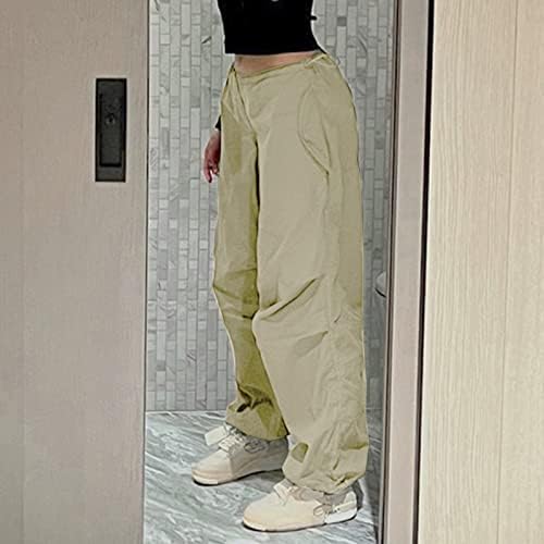 Карго панталони за жени женски карго панталони со низок пораст лабави џемпери еластични панталони панталони за панталони со џебови