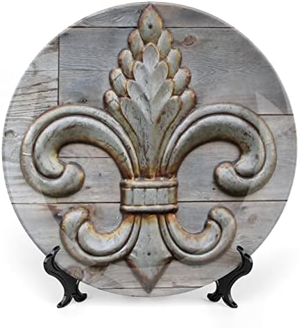 TIN FLEUR-DE-LIS DECLAYCRAMIC DECORITATION PLATE со штанд сопствена коска Кина домашна чинија за кујна за дневна соба за дневна соба