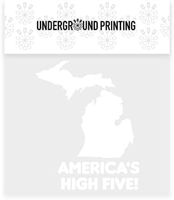Подземно печатење во Америка високи пет - Мичиген Митен Винил Декл налепница | 5 високи | бели