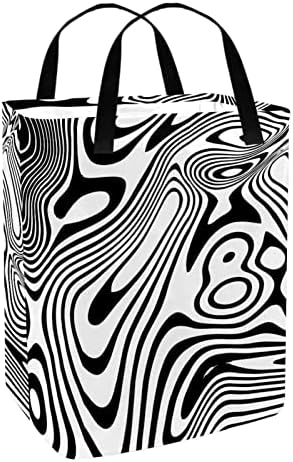 Мермер Црно Бело Апстрактно Уметничко Печатење Склопувачка Пречка за Перење АЛИШТА, 60 ЛИТРИ Водоотпорни Корпи За Перење Алишта Облека