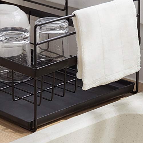 Jahh Black Drience Rack, решетката за сушење садови, кујнски прибор за прибор за садови за мијалник за мијалник
