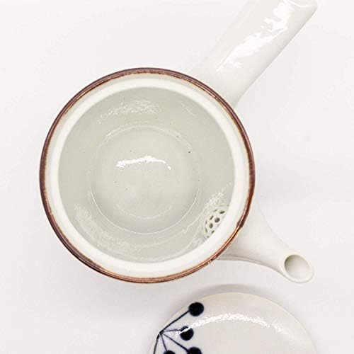 Arita Ware 478502 чајник, керамички чај цедалка, 8,5 fl Oz, шема на цветна точка, направена во Јапонија