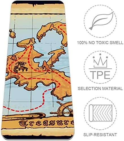 Siebzeh Стариот Пиратски Мапа Премиум Дебела Јога Мат Еко Пријателски Гума Здравје&засилувач; Фитнес Нелизгачки Мат За Сите Видови На Вежбање Јога И Пилатес