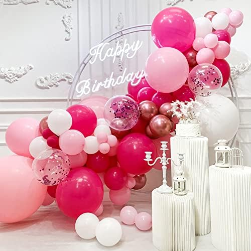 Saneryi Pink Balloon Grand Arch Kit Chit Shades of Pink Fuschia конфети балони за девојчиња за роденденска забава