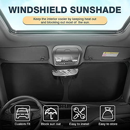 Cartist Custom Fit for Whindsthield Sun Shade 2021 2022 2023 Ford Mustang Mach-E преклопен автомобил преден прозорец Сончеви додатоци за сонце Сонце за заштита на Сонцето, рефлектирачки покритие бло?