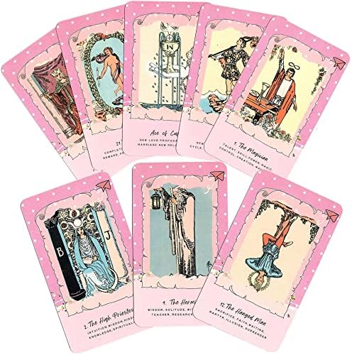 палуба за картички Sishui Tarot со водич- Традиционални стандардни тароти палуби, тарот картички со значење на неа, розови тароти картички за почетници