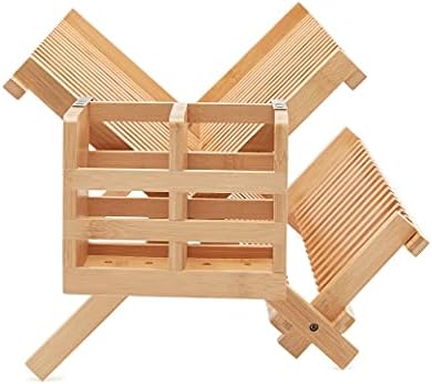 Основи на Амазон, преклопување на решетката за сушење на бамбус со бамбус со бамбус со држач за прибор - склопувачки, природно
