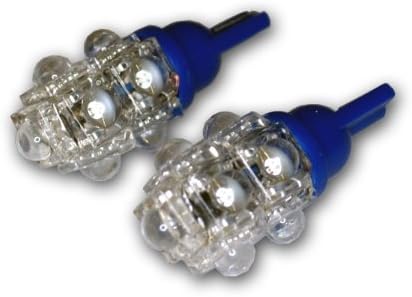 TuningPros LEDBW-T10-B9 Предупредување за сопирачки LED сијалици T10 клин, 9 флукс LED Blue Blue 2-PC сет