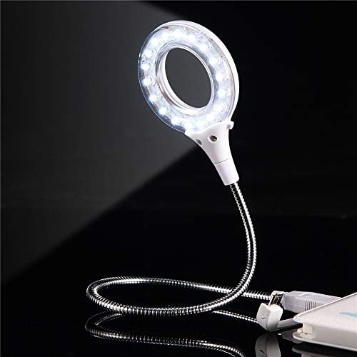 Yoidesu 1,5W преносна USB LED светилка 360 ° Целосно ротирање светло со сијалички со бела ламба од 18 парчиња, слободно свиткувани