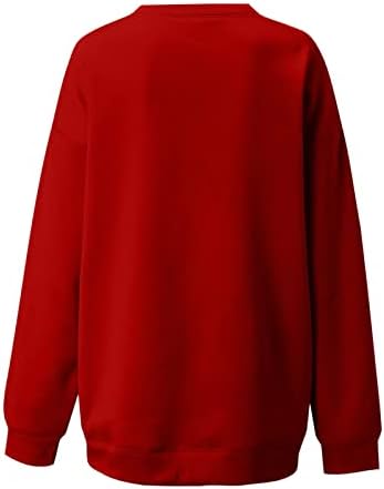 Валентин кошули за жени Симпатична гномска графичка туника врвови случајна лабава пулвер блуза облечена долга ракав џемпер