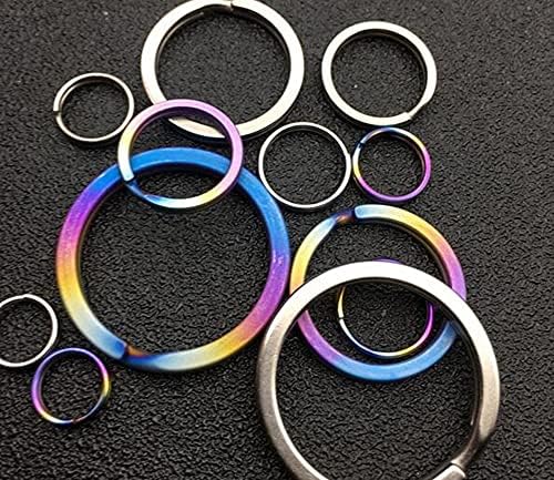 Алсмили 32 мм тешки титаниумски клучеви прстени поделени рамни прстени, 5 пакувања