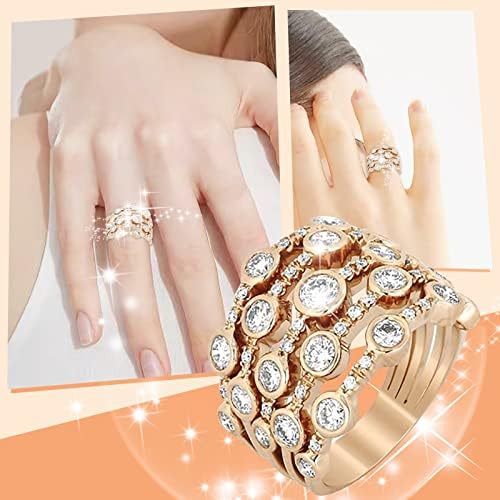 Свадбена лента за жени легура симулиран дијамантски прстен Исклучителен едноставен ангажман прстен моден накит додатоци за редење