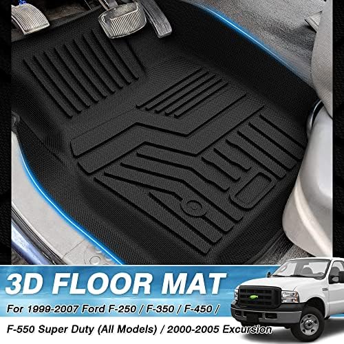 MixSuper Custom Fit Mats Front Frone за 1999-2007 Ford F-250 / F-350 / F-450 / F-550 Super Duty / 2000-2005 екскурзија, сите облоги на