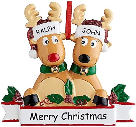Персонализирани божиќни украси на елени 2022 Семејство од 2,3,4,5,6,7,8 обичајно име ирваси Божиќ украс со текст, прилагодени подароци за Божиќна декорација