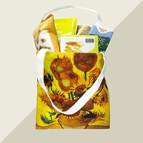 Recolly 4 пакет платно уметност торба торба Винсент ван Гог Сликарство печатена чанта од рамената на рамената