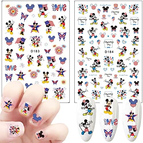 4-ти јули налепници за уметност за нокти Симпатични цртани филмови за нокти Дизајнер за нокти Арт материјали 3Д патриотско