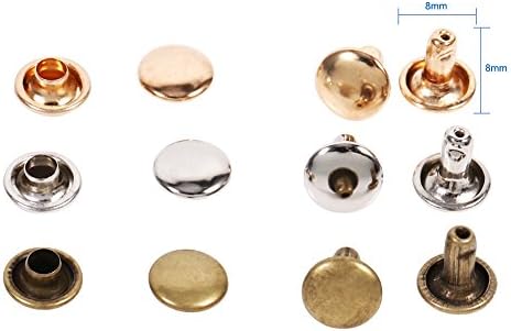 Zjchao Double Cap Rivet Tubular, 100 парчиња метални столпчиња за прицврстувачи за занаетчиски занаети за занаетчиски шипки или ленти за торби