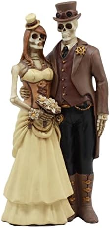 Еброс Денот на мртвите Steampunk Социјалит Скејл и Скелетот за младоженец Статуа 8 Висока loveубов никогаш не умира од дама и господин фигура
