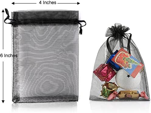 Zmaxqii 120 парчиња мулти-обоени торби со органза со влечење, 4 x 6 инчи накит за накит за свадба, забава, накит, примерок, фестивали, сапуни