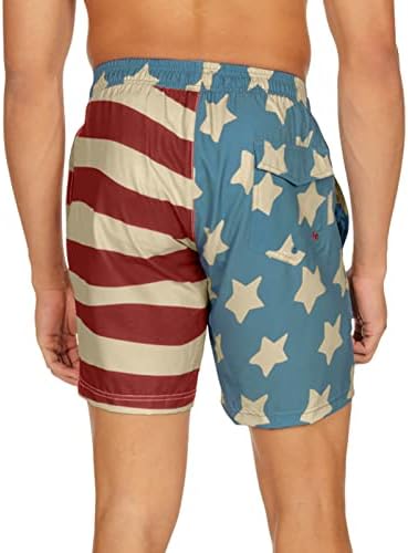 Лути Џуџиња Машки Патриотски Стебла За Пливање-Машко Американско Знаме Стебла За Пливање 7 Инчен Инсем - 4 Насочен Истегнување И Класичен Стил