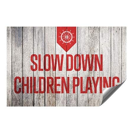 CGSignLab | Забавете ги децата кои играат -наутично дрво Тешки индустриски самолепливи алуминиумски wallидови decal | 48 x32