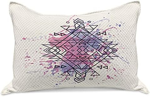 Амбесон етнички плетен ватенка перница, инспирирана шема со прскања за гранџ, стандарден капак за перница со големина на кралот за спална