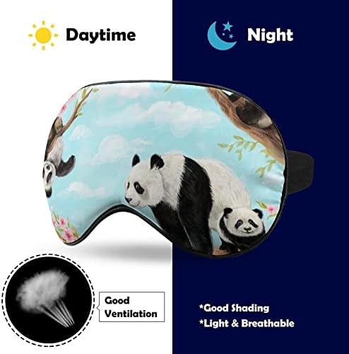 Lynarei маска за спиење Симпатична пандас за спиење маска за очи слепи со прилагодлива лента Сакура мек капа за очи за блокирање на светла