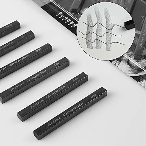 Compressed Graphite Sticks Myartool, B, HB, 2B, 4B, 6B, 8B Assatered Graphite Stick Stick Set за скицирање на цртање и засенчување