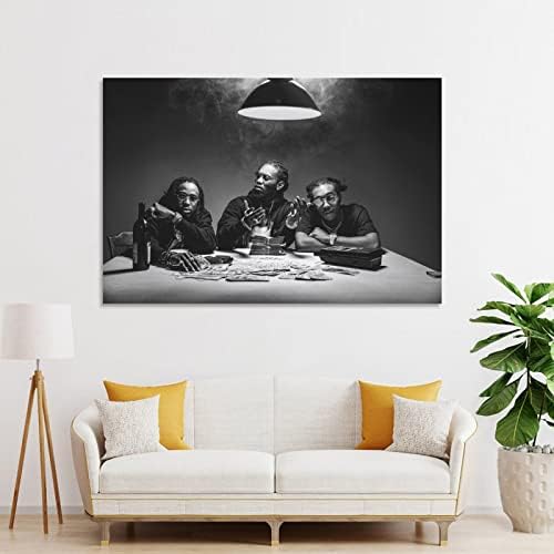 Постери за рап група отпечатоци црно -бели три мажи под светлата платно wallидна уметност печатење платно постери декоративно сликарство
