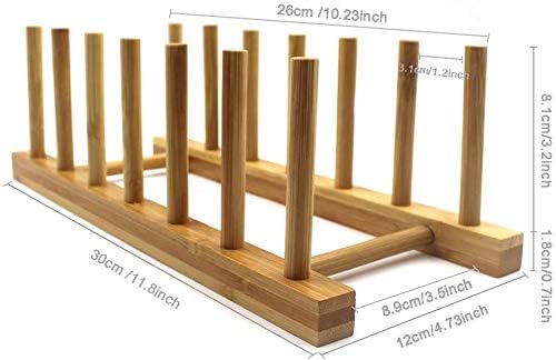 Tsyware 4 пакет бамбус дрвена решетка за садови, држач за држачи за садови за парчиња, организатор на кујнски кабинет за чаша, табла