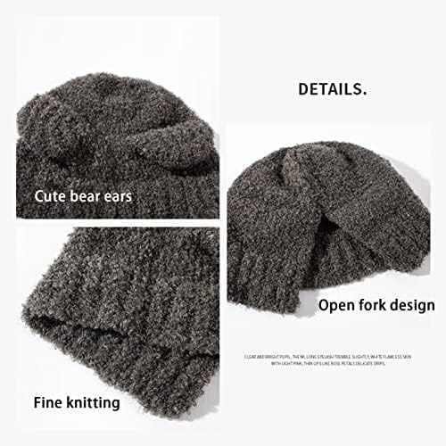 Fantasygears y2k мечки уши beanie crochet капа за жени, каваи топла плетена двојна зимска капа alt додатоци