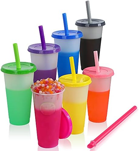 Фанкартук Пластични Тамблери Рефус Со Капаци | Сламки За Возрасни Деца: 32 мл Чаши За Еднократно Пиење Еднократно Ладни Ладни Чаши