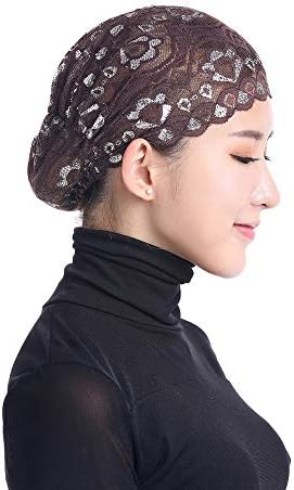 Завиткајте коса чипка турбан капаче за истегнување на жените за глава на шал капа капа, муслимански бејзбол капачиња за бејзбол