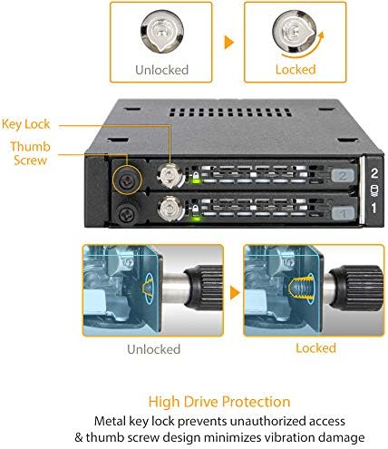 Ледено ПРИСТАНИШТЕ Индустриски Целосен Метал 2 х 2,5-Инчен SATA/SAS HDD И SSD Мобилна Решетка за 3,5-Инчен Преден Уред Залив