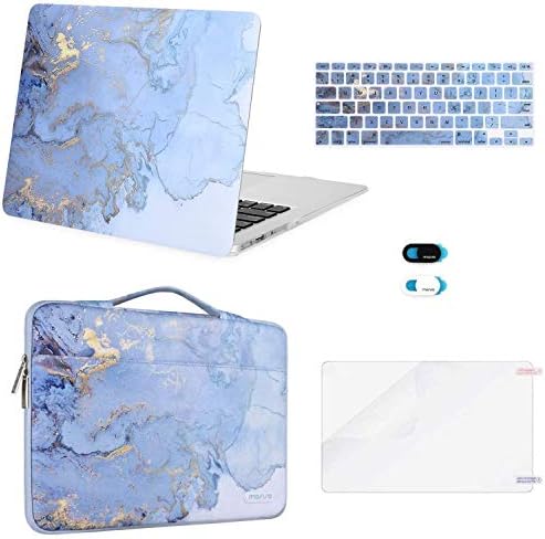 Мозио Компатибилен со MacBook Air 13 инчи, пластична акварела мермер тврда школка и торба за ракави и покривка на тастатурата и заштитник