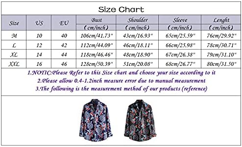 Машки кошули за мажјаци со долги ракави со долги ракави надолу на хавајската кошула опуштено-лисја од цвеќиња од цвеќиња на гроздобер